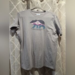 Columbia Gray Tee with Multicolor Bear Graphic